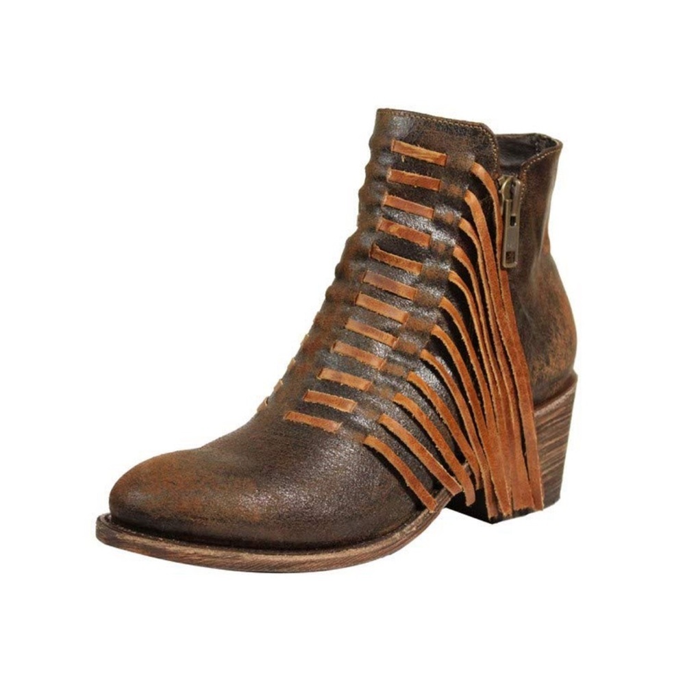 Corral Women's J Distressed Fringe Ankle Boots